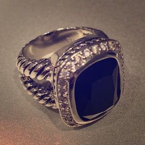 Beautiful Black Onyx & Sterling Ring, size 7